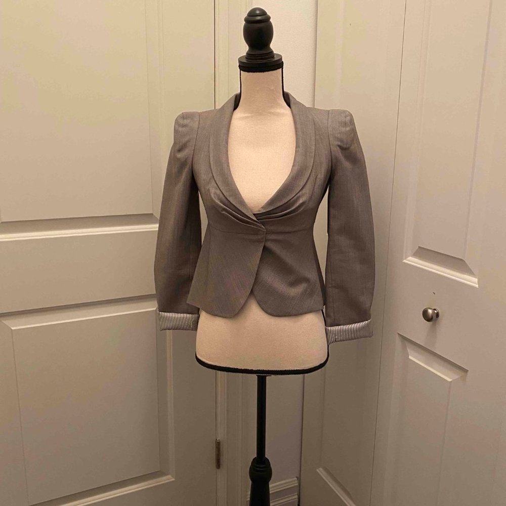 Banana Republic puff shoulder gray blazer